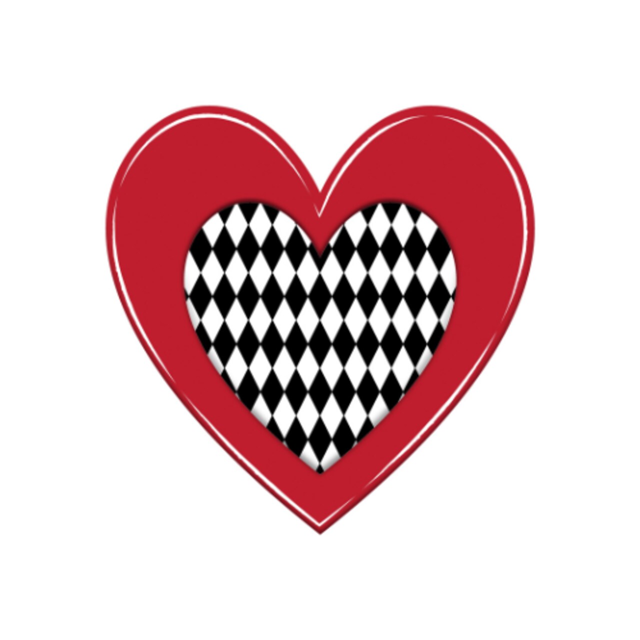 12" Harlequin Heart Metal Sign – Red, Black & White Decorative Wall Art | TCT Crafts Valentine's Day Décor -MD1375